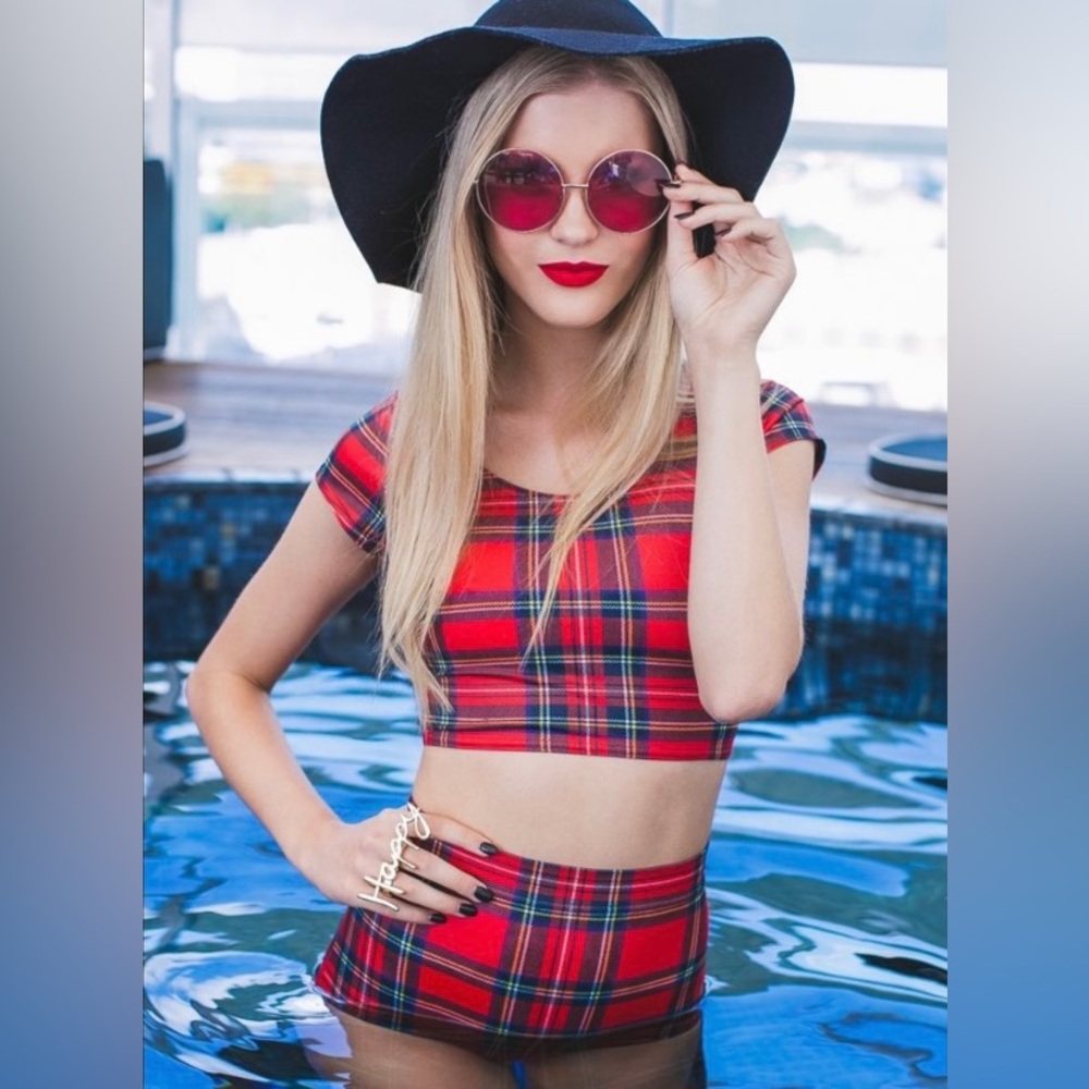 BlackMilk Red Tartan Nana Suit
